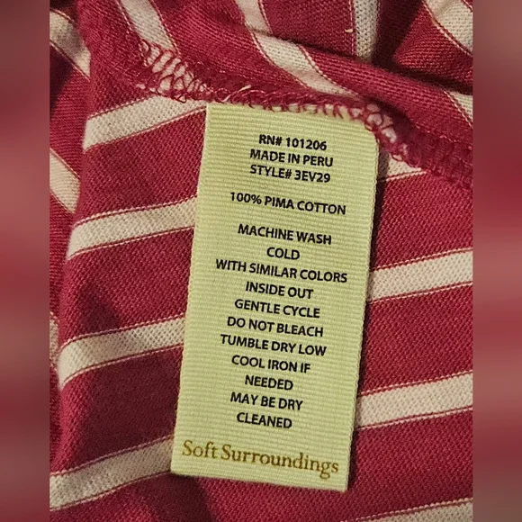 Soft Surroundings Fushia Striped Short Sleeve Tee Size Medium - Picture 8 of 14